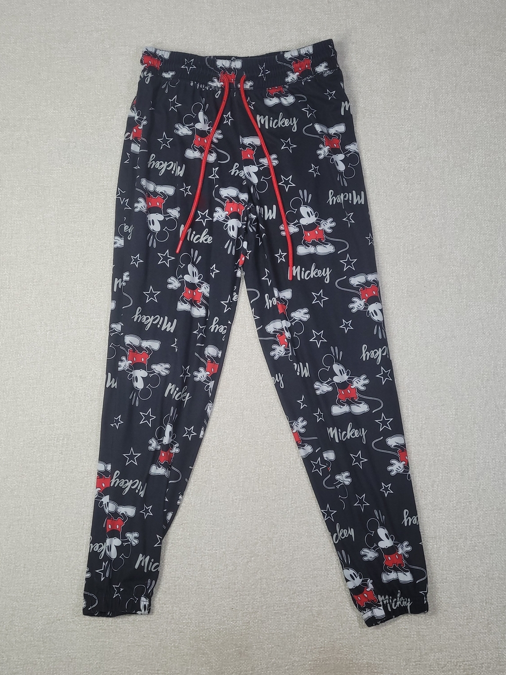 Disney Black Mickey Mouse Pajama Bottoms with Red Accents